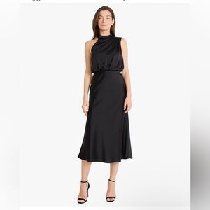 Maggy London Black One Shoulder asymmetrical black Dress size 12